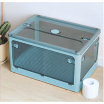 솔로스 대형/특대형 5방향 투명 오픈형 리빙 폴딩박스 감성 캠핑 정리 수납 네블라이저, 특대형(84L), 블루