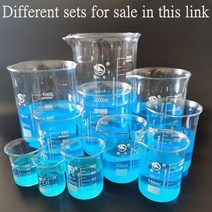 실험실 붕규산 유리 비커 5ml-2000ml 1 세트 모든 크기 화학 실험 장비 측정 컵, D06B