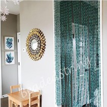 Beaded String 천연 목재 및 대나무 비즈 커튼-45가닥-77 높이--플레인 디자인-대나무 나무 출입구 비즈-보헤미안 커튼-너비 90.2cm x 195.6cm 선샤인BL