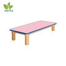 키즈스마일7]유치원 어린이집책상 친환경교구 H45-1 안전칼라책상-좌식 유아용(29cm) 반원 사각선택가능, 노랑(파랑테), 사각