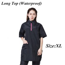 일회용 앞치마 한복 장금이 기모 누빔 애견애완 동물 미용사 작업복 애완 동물 가게 개, 핑크 지퍼 탑 xl
