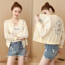 S04150 등프린팅 얇은 바람막이 숏점퍼 집업 여름점퍼