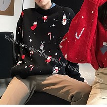 티피 티피 겨울 새로운 크리스마스 스웨터 느슨한긴팔스웨터애호가