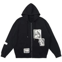 zip up hoodie 지퍼가 달린 오버사이즈 스웨트 셔츠 빈티지 코트 봄 가을 스트리트