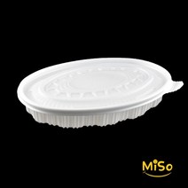 타원형찜용기 AJ 타원찜용기 소 타원형포장용기 찜포장용기 찜용기 1회용타원찜 100세트, 블랙