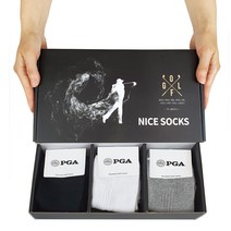 PGA 골프 양말 남성 선물세트 단목 스포츠 양말 3족 홀인원 기념품세트 골프용품모음, 1.선물세트 단목 혼합(화이트+그레이+블랙)