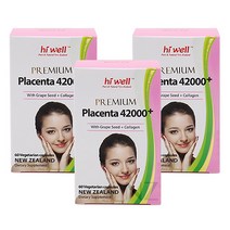 [하이웰-공인해외직구]프리미엄 플라센타 양태반 42000+포도씨유+콜라겐 60정 X 3개, 1세트