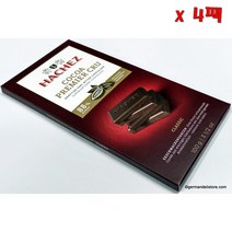 Hachez 하세스 코코아 프리미어 크뤼 파인 다크 초콜릿 바 100g 4팩, 4개