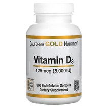 California Gold Nutrition 비타민 D3 125mcg 5000IU 360 생선 젤라틴 소프트젤, 360 개