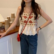 설온 여성 에스닉 레이스 나시 블라우스 포쇼