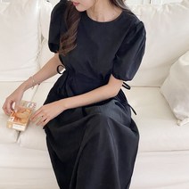 [MADE국내고퀄]밴틀리 바스락 허리스트링 반팔 롱 원피스(3color)