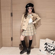 발렌타인 퍼프 숏 체크 자켓 투피스세트 아동복 주니어복 주니어상하복 여아상하세트 여아옷 여아의류 여자아동복 여자주니어복 초등학생옷 초등고학년 주니어치마세트