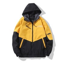 바이크자켓 가죽 간지2021 봄/가을 남성 의류 재킷 사이즈 3XL 아웃웨어 후드 탈지면 코트 슬림 파카, 07 Yellow