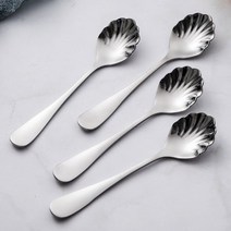 OK 스텐 조개모양 디저트 스푼 4p 세트 빙수 아이스크림, 1개