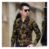 Myshe 남성 셔츠 와일드 무늬 조폭 영화 형님룩 0112zyy11