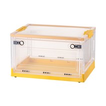 DFMEI 접이식 사이드 오픈 방진 의류 수납함 풀리 더블 수납함, 미디엄 47*35*24, 투명노랑