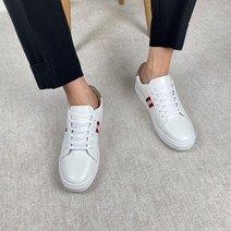 남자 배색 포인트 6cm 키높이 화이트 스니커즈 수제 블랙 흰색 신발