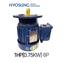 효성모터 1HP(0.75KW) 6극 IE3 프리미엄효율 VT수직 축경24mm, 220/380V, 1개