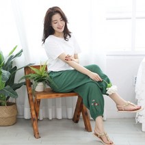 시원한 아사면 항아리 자수바지 밴딩바지 통바지 일바지 몸빼