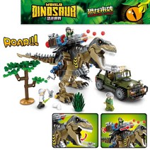 호환블럭 신제품 기계식 티라노사우루스 체이스 전투 쥬라기월드 SY1596 호환 창작