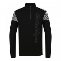 까스텔바작 남성용 골프 골조직 포인트 반집업 니트 BGAFSW003BK