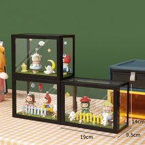 테라리움 만들기 피규어 사각 유리병 용기 케이스 미니어처 장식장 보관함 진열대, 블랙3개입