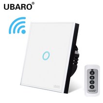 UBARO EU 무선 원격 제어 스위치 블랙 럭셔리 크리스탈 유리 패널 스마트 홈, 01 LG-WB1-YF