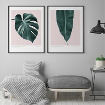 카페벽면 바나나잎 액자(41x27) 인테리어액자 식물그림 문화센터 벽액자, 캔버스액자(옆면검정)
