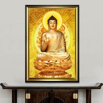 HAENGBUK 부처님 여래 석가모니 보석십자수 부처 불교 거실 인테리어 운수대통, 하나, 100X150cm