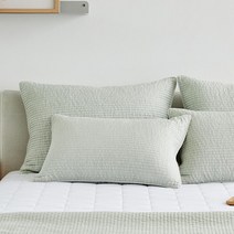 [모던하우스] 풍기인견 피그먼트 줄누빔 베개커버 50X70 SOFTGREEN