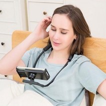목에거는 핸드폰 스마트폰 침대용 휴대폰 침대 목걸이형 자바라 거치대, 보급형 목거치대_퍼플