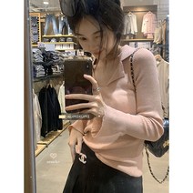 긴팔 스웨터 가을 쉬즈 니트 가을 겨울 핑크, 그레이