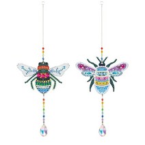 2pcs 다이아몬드 그림 크리스탈 매달려 장식품 diy 모자이크 라인 석 아트 선물 수공예품 키트 창 홈 장식 펜던트, g