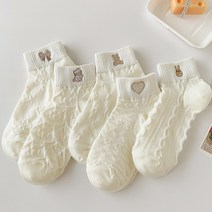 예쁜자수 여성용 레이스 패션 양말 5켤레
