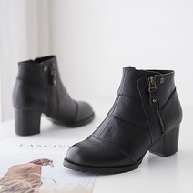 천연소가죽 5.5cm 사선지퍼 여성부츠 워커힐 앵클부츠 D-sa106