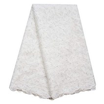 SanVera17 글리터 스톤 아프리카 레이스 네트 밀크 실크 원단 나이지리안 자수 및 기퓨어 코드 파티 웨딩용 (옐로우) 4.6m(5야드) 437583