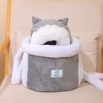 프론트백 털가방 보자기 애견캐리어 통풍가방 애견여행가방, m23x18x16cm, 밝은 회색