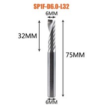 스탠다드툴 1pc aaaaa 3d cnc 라우터 비트 조각 컷 3.17546 섕크 단일 플루트 CAD 캠 목공 알루미늄 구리 용 나선형 공업용 다목적 얇은 긴 짧은, SP1F-D6.0-L32