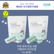 애터미 식기세척기 올인원 세제 6인용 12인용 자연유래 안심성분 고농축 이탈리아비건인증 브이라벨, 6인용(10g x 60개)