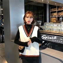 김장조끼 성인수면조끼 꽃무늬 할머니 누빔 방한 조끼 스웨터 니트 프레피 스타일 올 매치 스트리트 세련된 캐주얼 민소매 루즈한 학생
