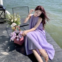 여자 나시 A라인 파스텔 샤랄라 비치룩 여름 롱원피스