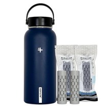 GOFILTR 946.4ml(32온스) 알칼리성 물병 + 알칼리성 워터 인퓨저 2개 9.5pH/알칼리성 물/스포츠 워터 저그를 만드는 단열 물병 색상: 데님 2, Denim + 2 Alkaline Infusers