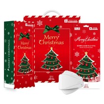 크리스마스 에디션 선물세트 퓨리에어4 보건용 마스크 KF94 대형 흰색 개별포장 국내생산, 1박스, 50매입