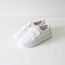 르본디 국내제작 여성스니커즈 리본 프릴 벨크로 단화 4cm