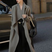 여성롱코트 가을 겨울 캐시미어코트 양모코트 울코트 오버핏 여자 핸드메이드 코트