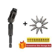 수공구세트 목공 수공구 전기수공구 14quot hex magnetic pivoting 나사 드릴 팁 잠금 비트 홀더 퀵 체인지 드라이브 가이드 드릴 핸드 툴 스크루드라이버 로드, 블랙 세트