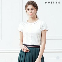 [머스트비] 여성 네크라인 레이스 장식 블라우스