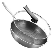 kata 34cm 주방 wok with cover nonstick pan Honeycomb stainless steel 주방 조리기구 프라이팬 인덕션 쿠커 가스 스토브