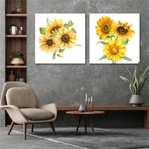 해바라기 사진 그림 액자 수채화 느낌 9종, 7번해바라기(정사각형)
