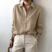 여성 일반 코튼 블라우스 S-5XL 빈티지 긴 소매 턴 다운 칼라 OL 셔츠